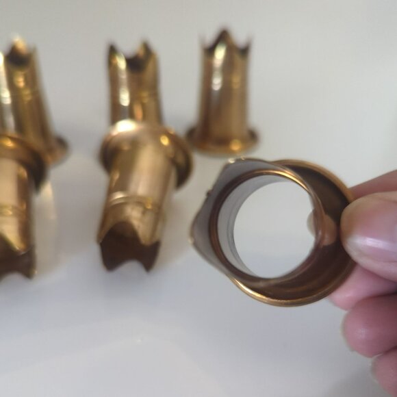 Vintage Set of 8 Brass Tall Ring Inserts For Pillar Candle Holders - Picture 5 of 5
